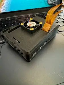 Pi 5 DIN Case Snap-together with ribbon and GPIO slots and 25x25mm fan