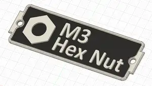 Gridfinity Bin Labels Hex Nut M3, M4, M5, M6, M8, M10, M12, M14, M16, M18, M20