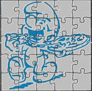 Puzzle - Smurf eat pizza