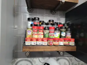 Multi-tiered countertop shelf.