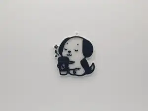 Puppy with Coffee Keychain