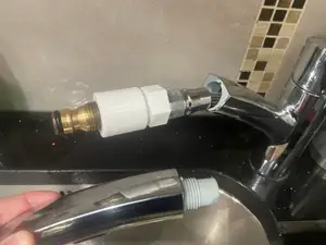 Adapter for grohe tap (pull out) or shower, to garden hose e.g. fill paddling pool warm/hot water