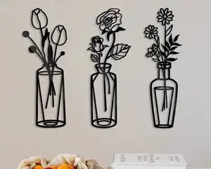 Wall art vase with flowers