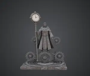 Clockwork Time Mage – Steampunk Wizard with Gear Base
