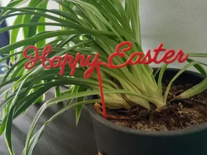 Happy Easter sign - flower pot stick