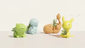 Cute Pokemon Pot Plants - Pikachu, Bulbasaur, Charmander, Squirtle