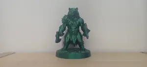 Dark Green Werebear Warrior with Axe and Shield
