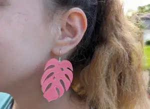 Monstera leaf earrings - foliage, leaves, oversized dangling tropical jungle greenery outdoors nature earrings with hole for post