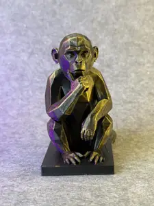 Low-Poly Thinking Monkey - Geometric Philosopher Chimp