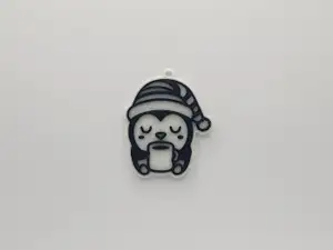 Cute Sleepy Penguin with Coffee Keychain