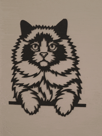 Purrfect Pet: Cute Cat Sculpture for 3D Printing, line art cat, 2d art cat, wall art cat