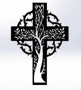 CROSS SYMBOL 4, EASTER DECOR, CROSS DRAWING, 2D CROSS, WALL CROSS, FLOWER CROSS