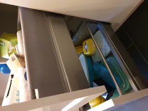 Kitchen drawer side cover panel expansion