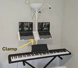 Clamp for holding a shelf attached to a floor lamp (Heavy Duty)