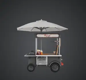 Street Food Cart with Umbrella – Mobile Vendor Stall