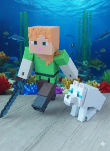 Minecraft Dog Dolphin Turtle pes delfín želva
