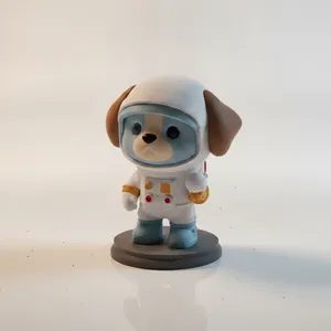 Adorable Chibi Golden Retriever Dog Wearing Full Nasa Astronaut Spacesuit With Helmet Figurine 3D Pr