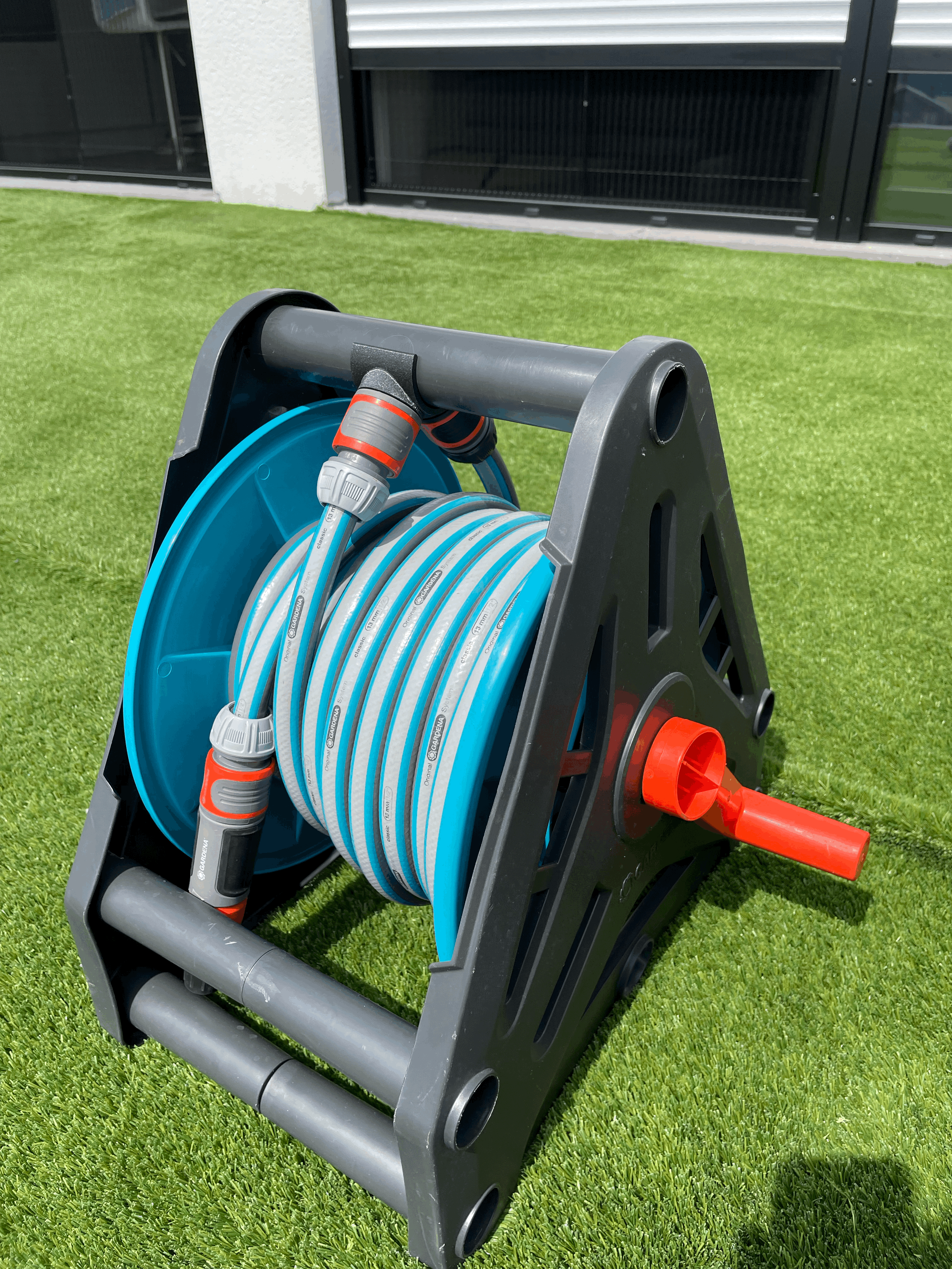 Gardena hose reel organizer