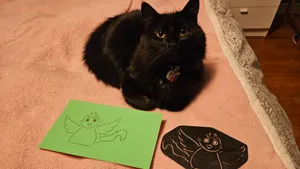 Demon angel cat stencil