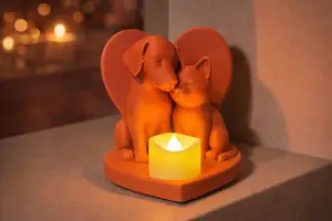 Dog & Cat Candle Holder – Loving Companions
