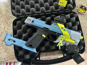 Sight rail and Remixed Compensator for Cyberpunk Lexington Airsoft model.