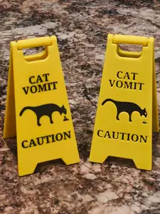 Cat Vomit Caution Sign (V2 Better Hinge)