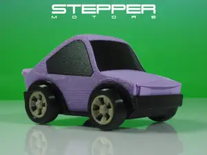 Stepper Motors 70's 4 cylinder tooned fastback style toy car - multi-parts - no supports - easy print