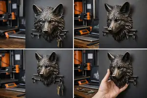 Wolf Head Wall Hook – PBR Decorative Functional 3D Model (FBX, STL, USDZ, GLB)