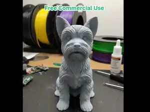 Realistic Yorkshire Terrier Sitting Dog Statue