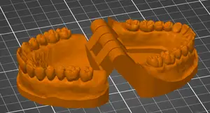 Realistic denture model with a print-in-place hinge