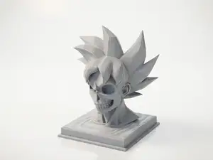 Half Skull Face Goku Bust Anime Sculpture 3D Printable