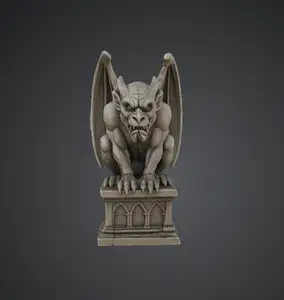 Gargoyle Pedestal Statue – Gothic Winged Creature