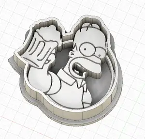 Marker cutter in the shape of Homer Simpson drinking beer for polymer clay, cookies or crafts - Cortador marcador en forma de Homero Simpson tomando cerveza para arcilla polimerica, galletas o manualidades
