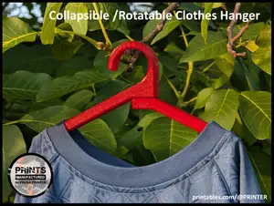 Collapsible / Rotatable Clothes Hanger (Print in Place)