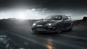 black toyota supra mk4 drifting lithophane photo