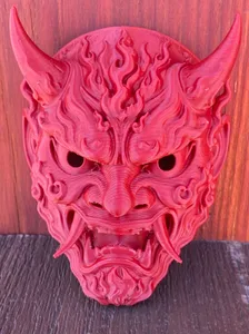 Japanese Elemental Fire Demon Oni Mask - InfernOni