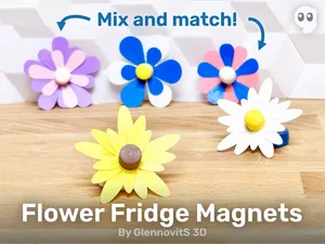 Flower Fridge Magnets (colorful plants in the kitchen)