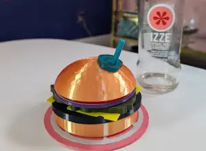Juicy Hamburger Puzzle Coaster Set - Easy print, with filament change for multicolor - Dopamine decor, diner, retro, novelty coaster set