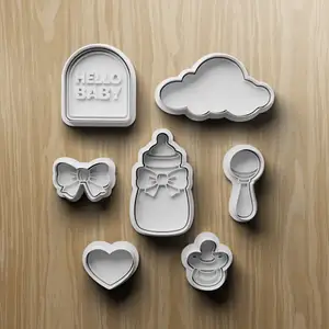 Baby Shower Cookie Cutter STL Set, Hello Baby Arch, Cloud, Bow, Bottle, Heart, Pacifier