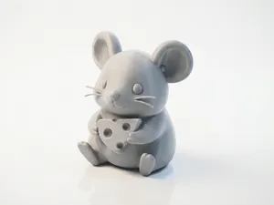 Mouse With Cheese Figurine Animal 3D Printable