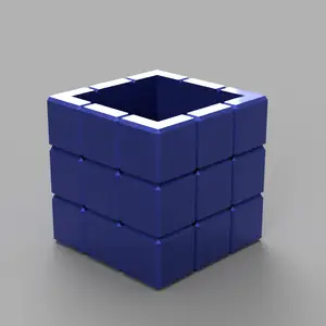 Flower pot in the shape of a Rubik's cube