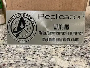 Star Trek Replicator heat warning badge for printers