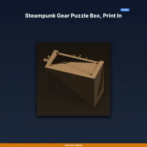Steampunk Gear Puzzle Box, Print in Place, Gear Lock Mechanism, - 3D Printable STL File