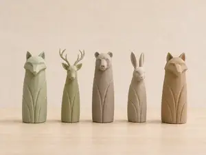 Woodland Spirits – Set of 4 Minimalist Animal Figurines | Fox, Deer, Bear & Rabbit