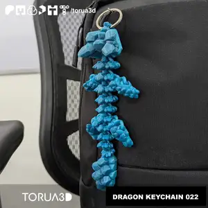 Articulated Dragon 022 Keychain - Print in place - No supports - STL