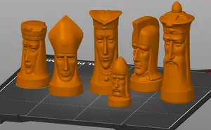Sculptured "Gothic' Chess set by Peter Ganine