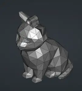Low Poly Cat keychain with stronger chain link