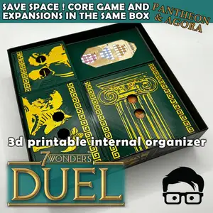 7 WONDERS DUEL AND EXPANSIONS (PANTHEON AND AGORA) 3D PRINTABLE INSERTS / INTERNAL ORGANIZER BY AM-MEDIA