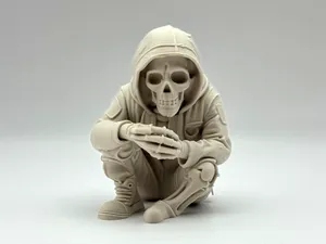 Sitting Skeleton in Hoodie