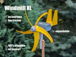 Windmill XL - 100% printable - no support - no bearings - low friction - video